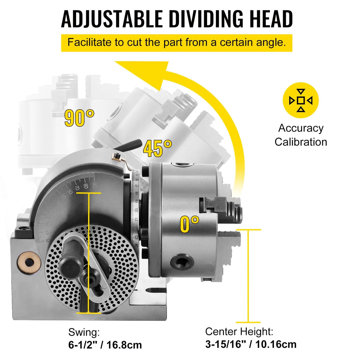 BS-0 5 Inch 3-Jaw Chuck Dividing Head Set, Precision Semi Universal Indexing Head for Milling Drilling Machine Tailstock