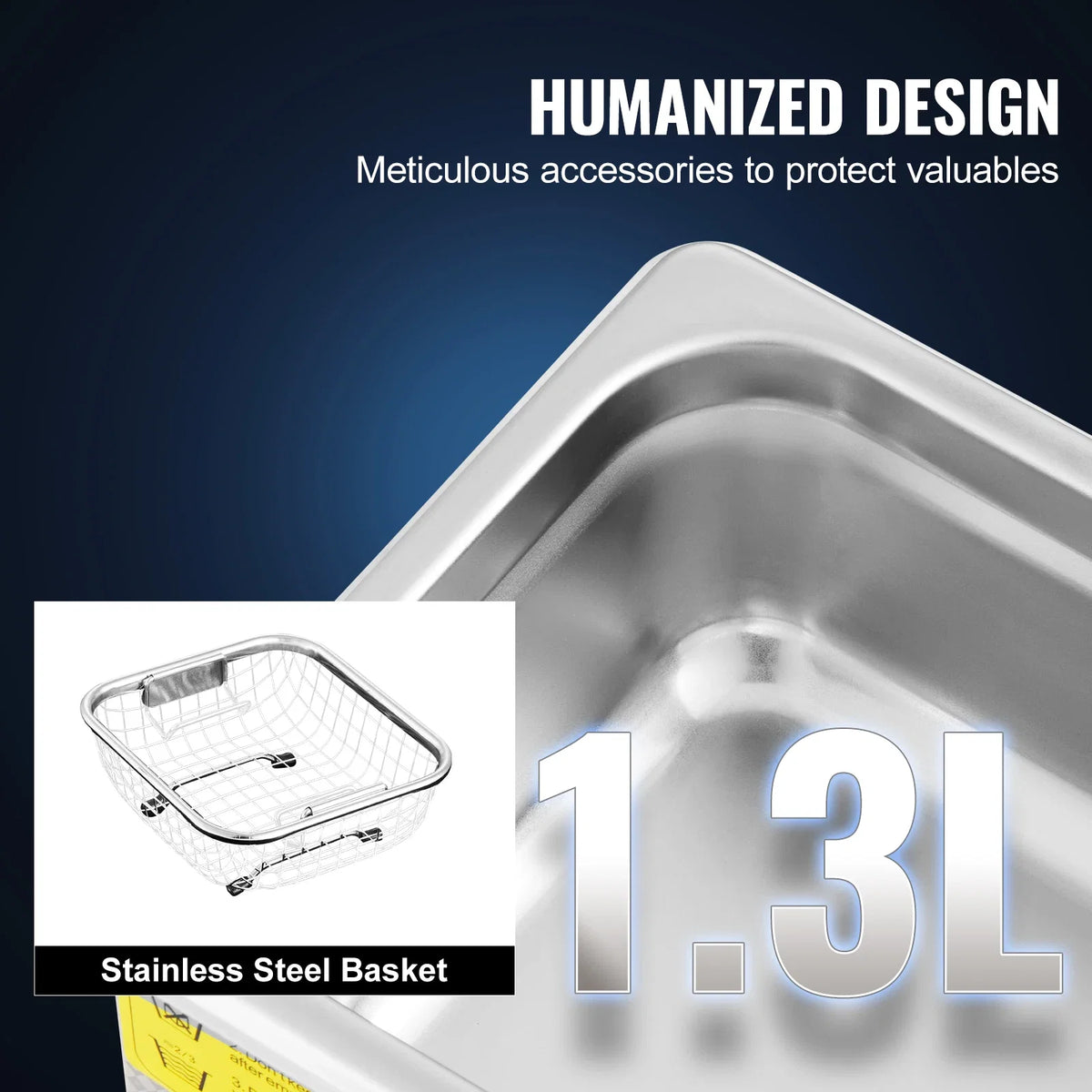 1.3L Ultrasonic Cleaner Machine Stainless Steel Ultrasonic Cleaning Machine Digital Heater Timer Jewelry Cleaning for Home