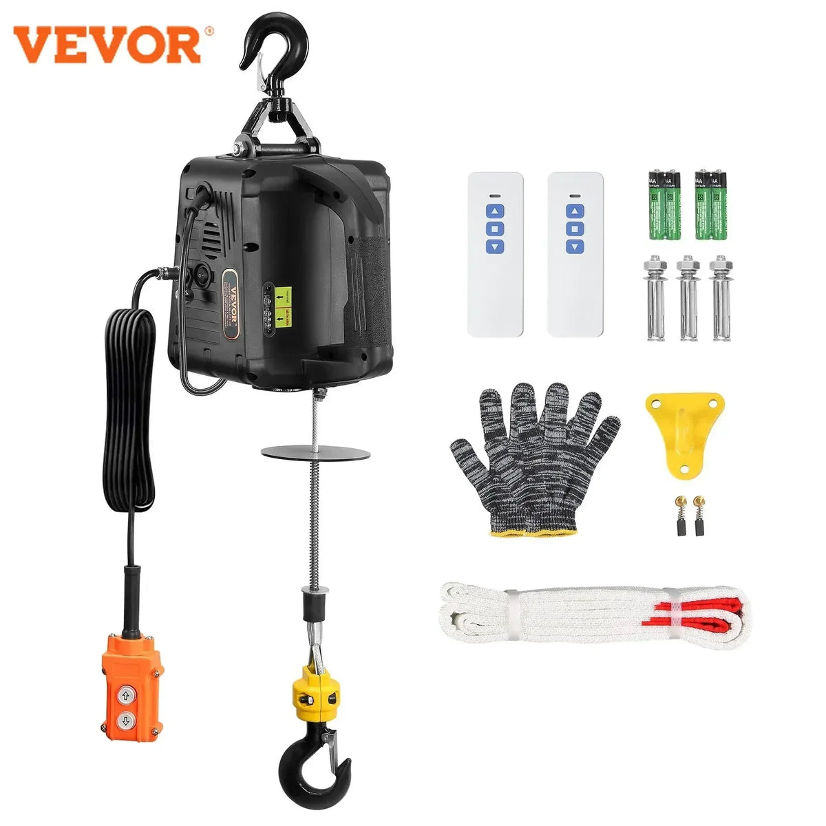 1100lbs1500W 3-in-1Electric Hoist Winch Portable Power Winch Crane with Wired/Wireless Remote Control for Overload Protect