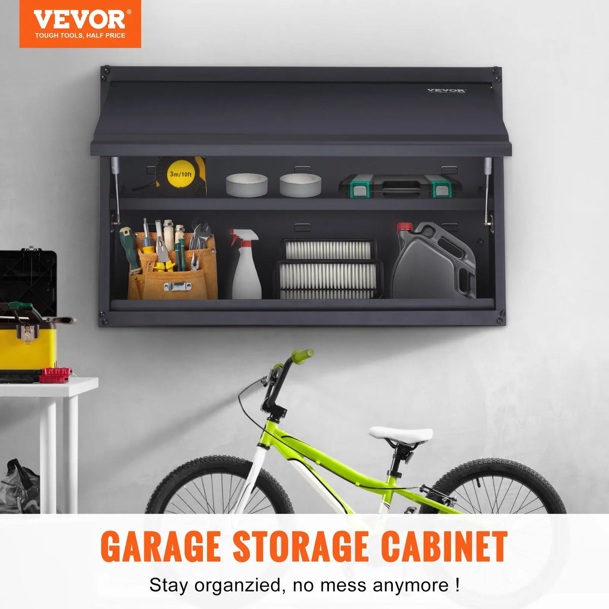 Metal Storage Cabinet, 120lbs Load Capacity per Shelf, 20'' Tall Wall-Mounted Powder-Coating Steel Garage Cabinet
