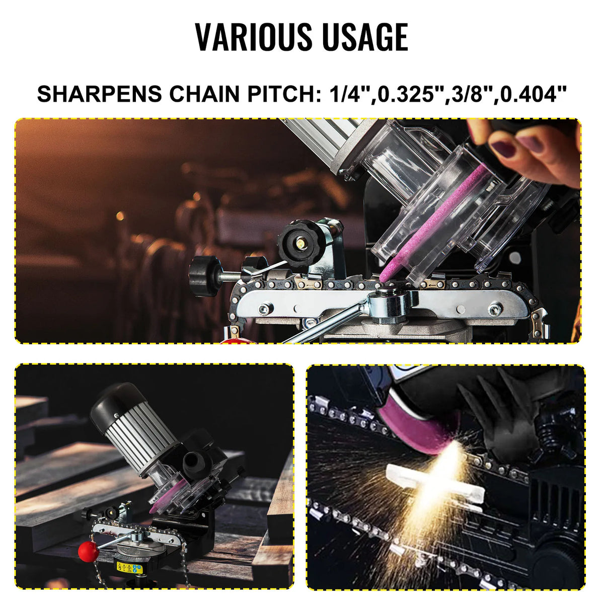 Electric Chainsaw Sharpener 230W Multi-Angle Adjustable Chain Grinder 3000RPM Chainsaw Sharpener for 1/4" to 2/5" Chains