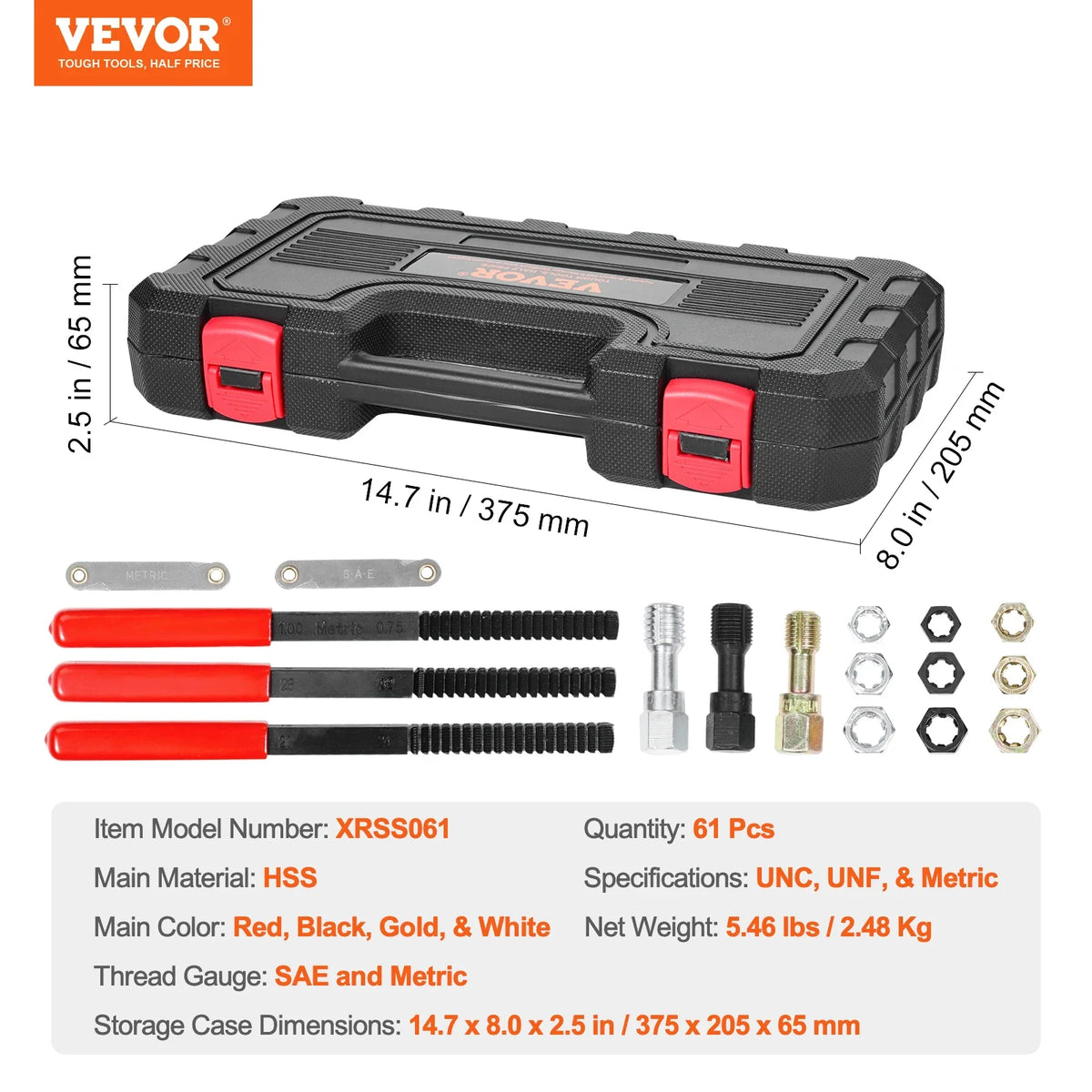 Thread Chaser Set UNC UNF Metric Thread Restorer Tool Rethreading Tool Kit Heat Treated Steel for Mechanics DIY Enthusiast
