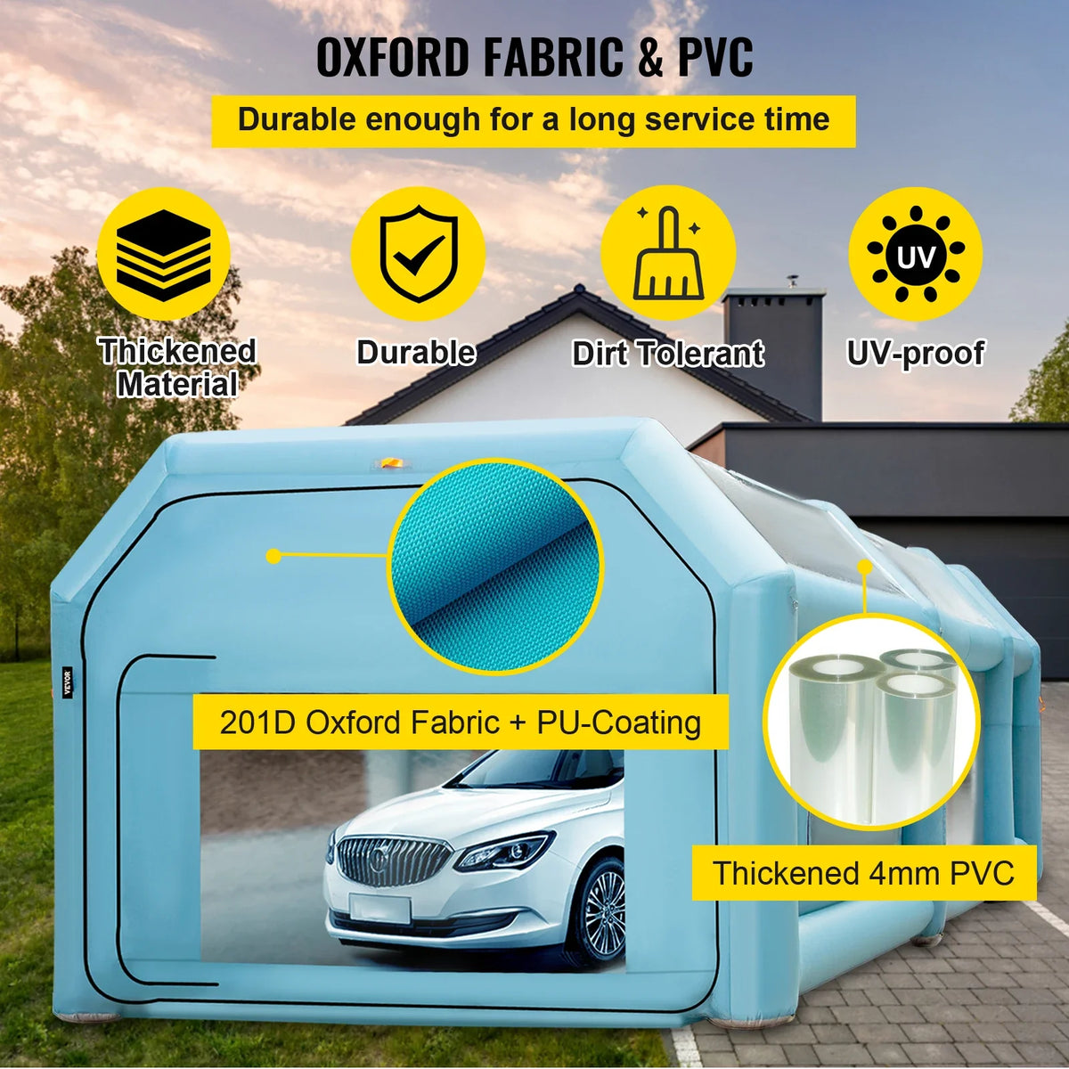 Portable Inflatable Paint Booth, 26x13x10ft Inflatable Spray Booth, with Air Filter System & 2 Blowers, Car Parking Gara