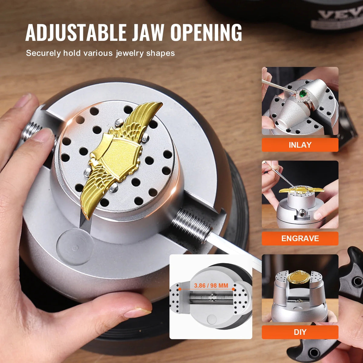 Ball Vise 5" Engraving Setting Tool 360° Rotation Engraving Block Vise W/69PCS Attachment Block Tools for Gemstone Inlay
