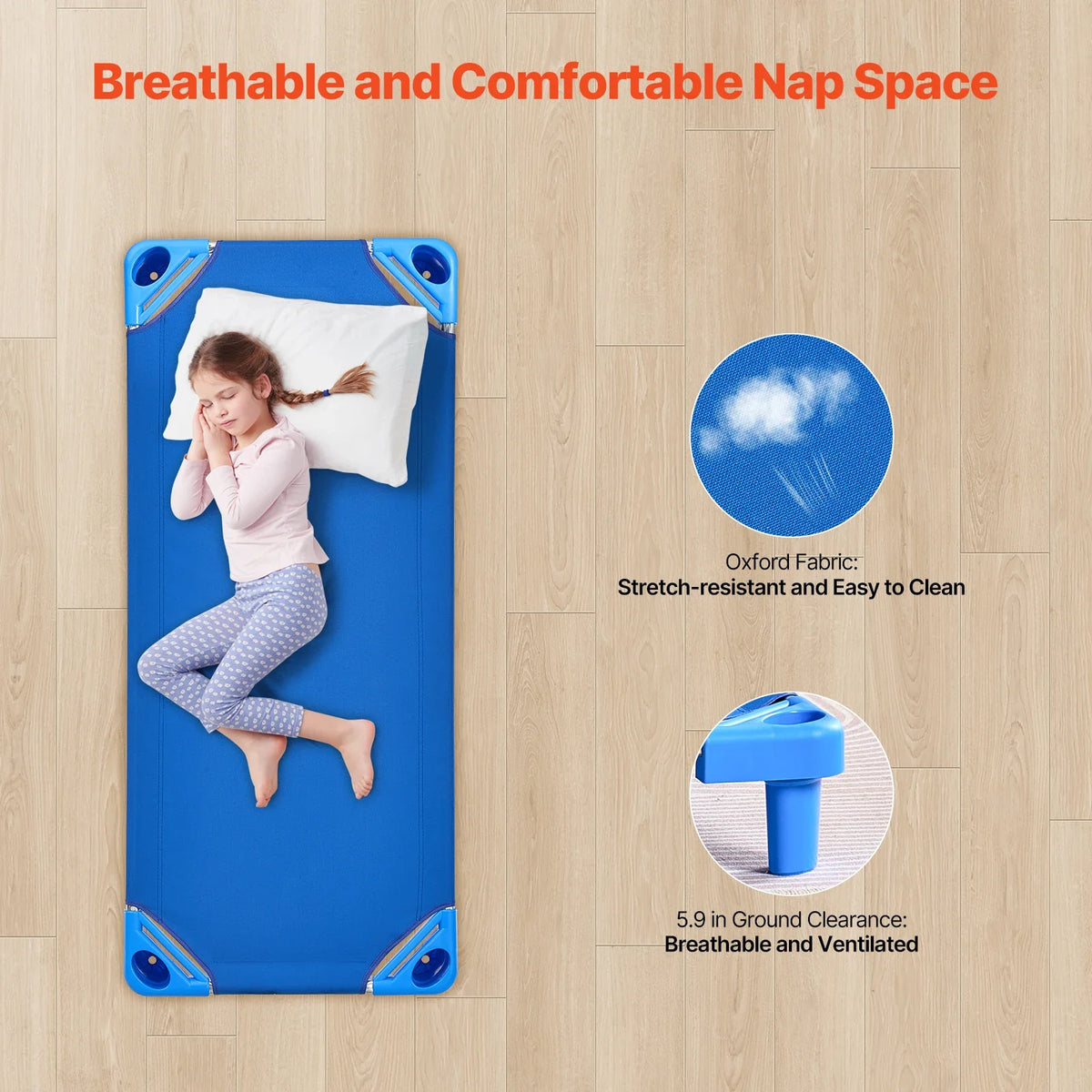Stackable Kiddie Cot Pack of 4/6 Portable Toddler Nap Cots for Kids Preschool Classroom Daycare Beds for Sleeping Resting