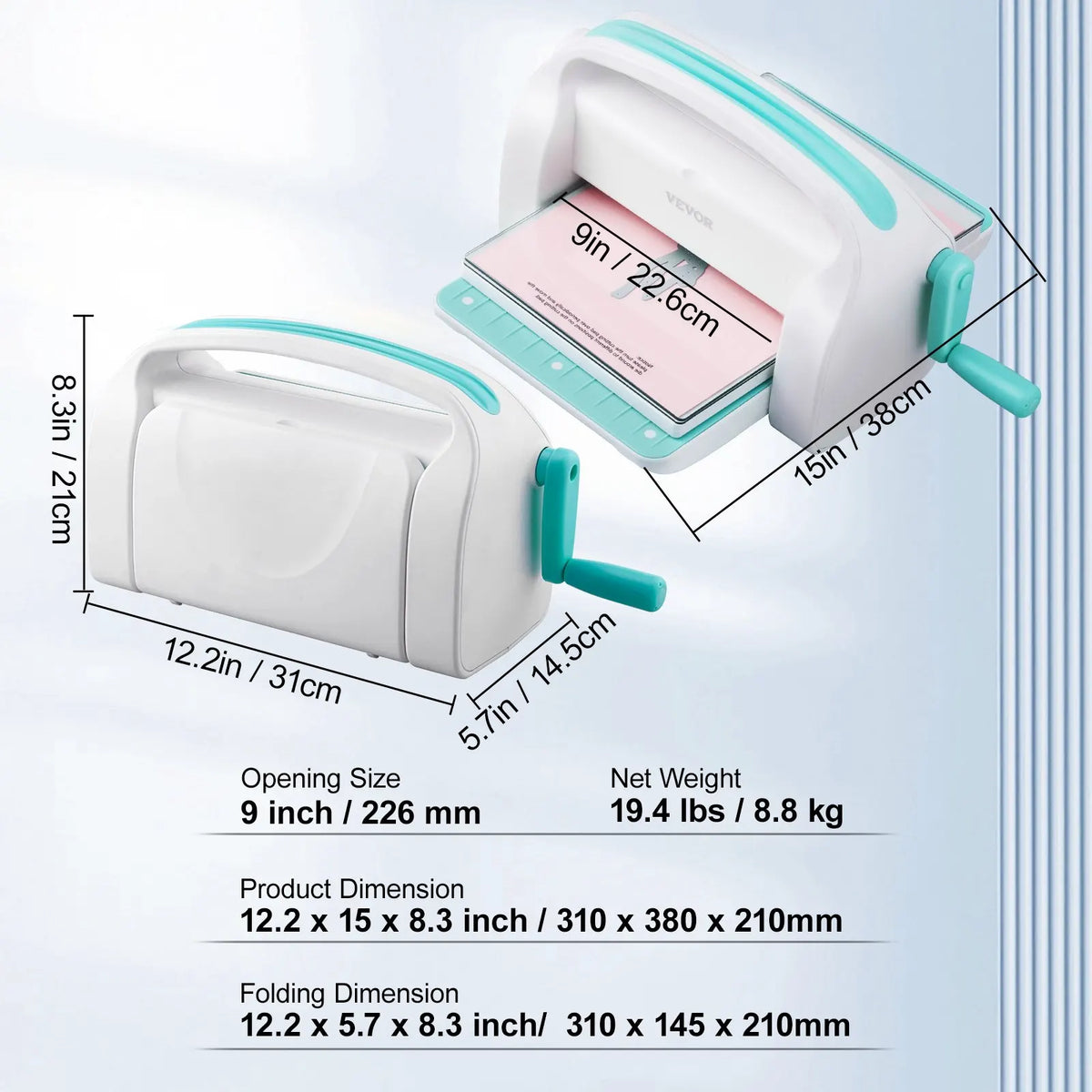 Manual Die Cutting & Embossing Machine, Portable Cut Machines, 6/9 inch Opening Scrapbooking Machine Full Kit Included