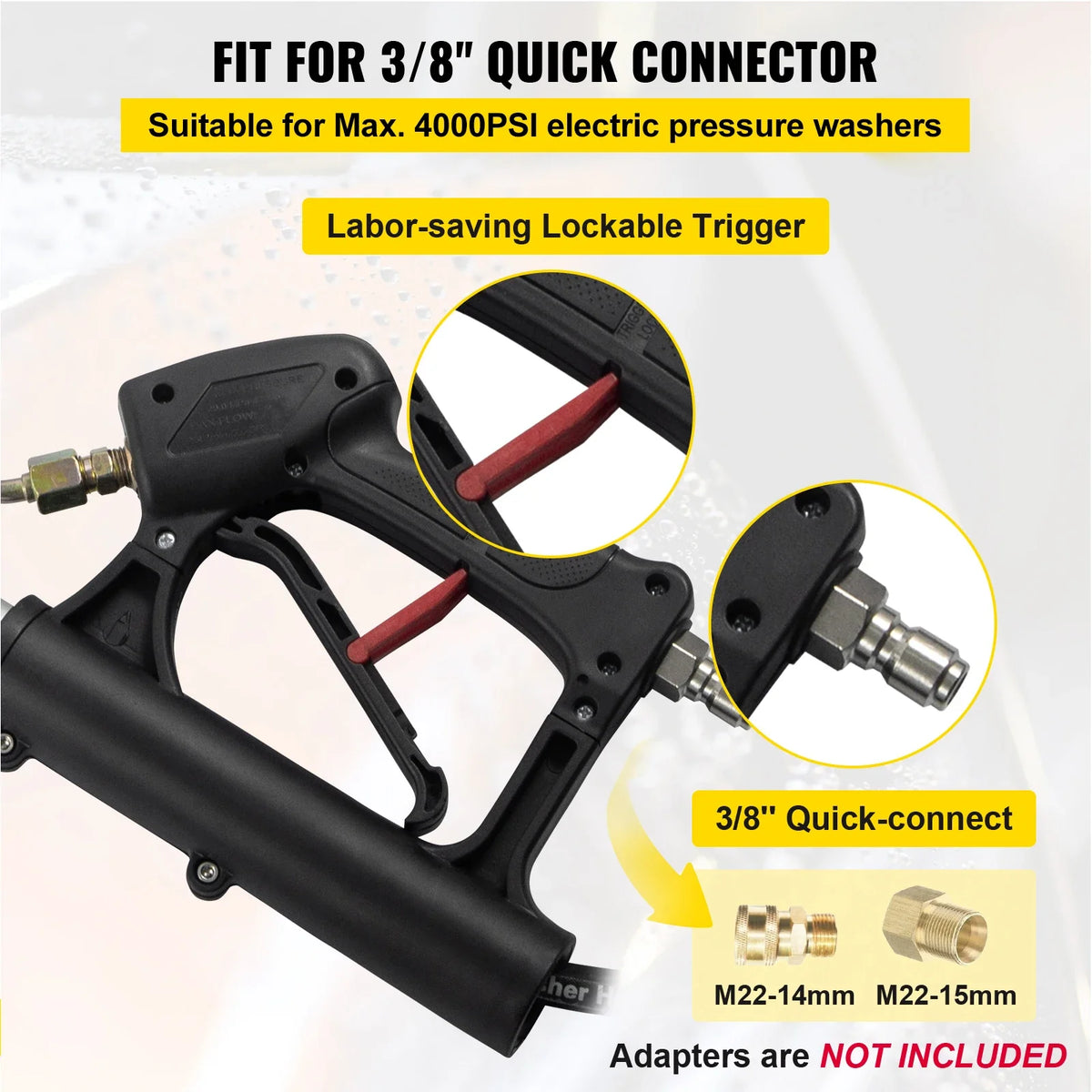 Telescoping Pressure Washer Wand 20FT 5-Section Length Adjustable Pressure Washer Fit 3/8"&1/4" Connection for Roof/Gutter