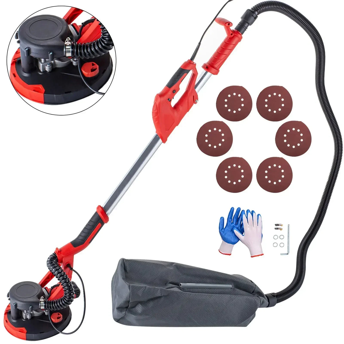Electric Drywall Polishing Sander 750W Polishing Machine Extendable With LED Strip Light Foldable Electric Drywall Sander
