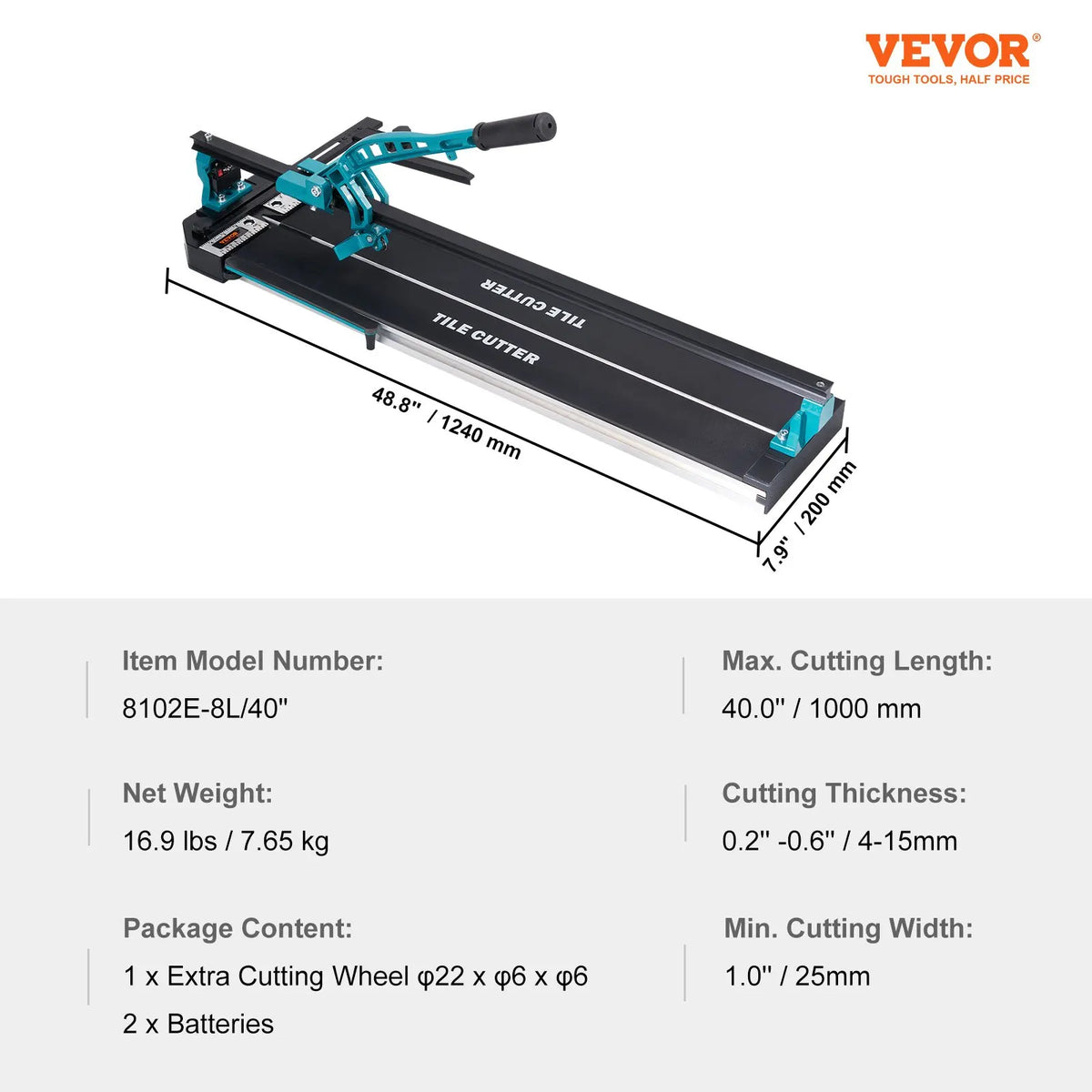 Manual Tile Cutter Laser Positioning Single Rails W/ Supporting Feet Professional Push Knife for Cutting Ceramic Porcelain