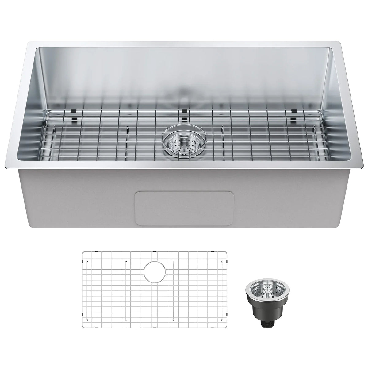 25-32inch Stainless Steel Kitchen Sink Undermount Single Bowl Workstation Step Sink with Cutting Board and Basket Strainer