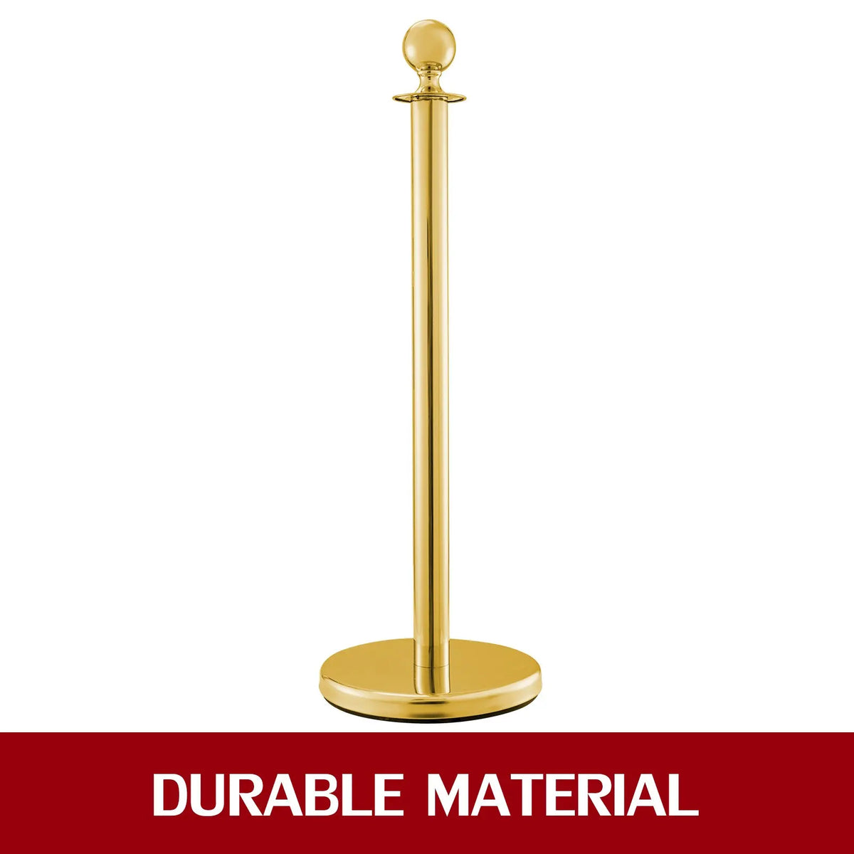 38Inch Gold Stanchion Posts Queue Red Velvet Rope Crowd Control Line Barriers with Stable Base for Party Supplies
