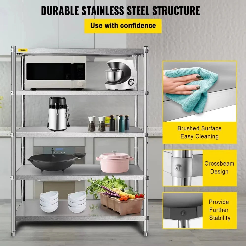 Stainless Steel Shelves  Adjustable Shelf Storage Unit Stainless Steel Rack Shelving Heavy Duty Shelving