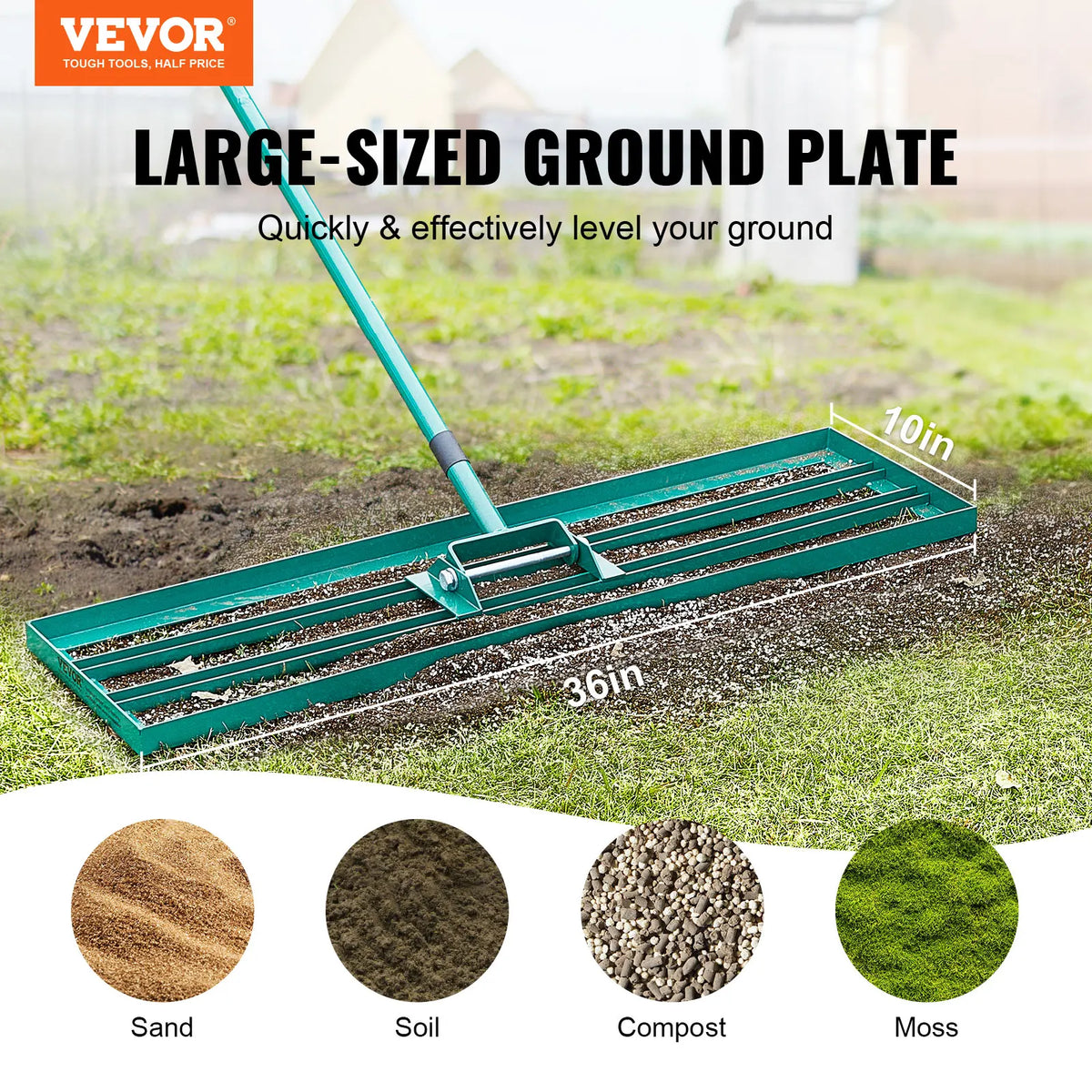 Lawn Leveling Rake Heavy-duty Lawn Leveler with Extended Handle Yard Lawn Tool Leveling Rake Suit for Garden Golf Lawn Far