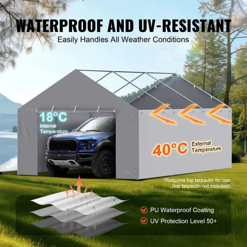 Carport Replacement Canopy Cover Side WallGarage Tent Shelter Tarp Heavy-Duty Waterproof   UV Protected