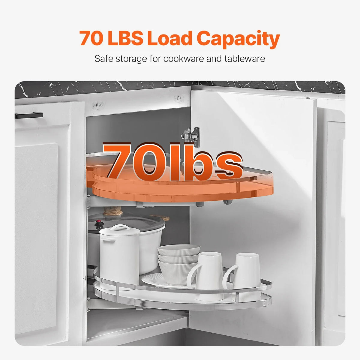 Swing Left Blind Corner Cabinet, Pull Out Organizer for 36 inch Width Blind Cabinet, 2 Tier Height Adjustable Swing Tray