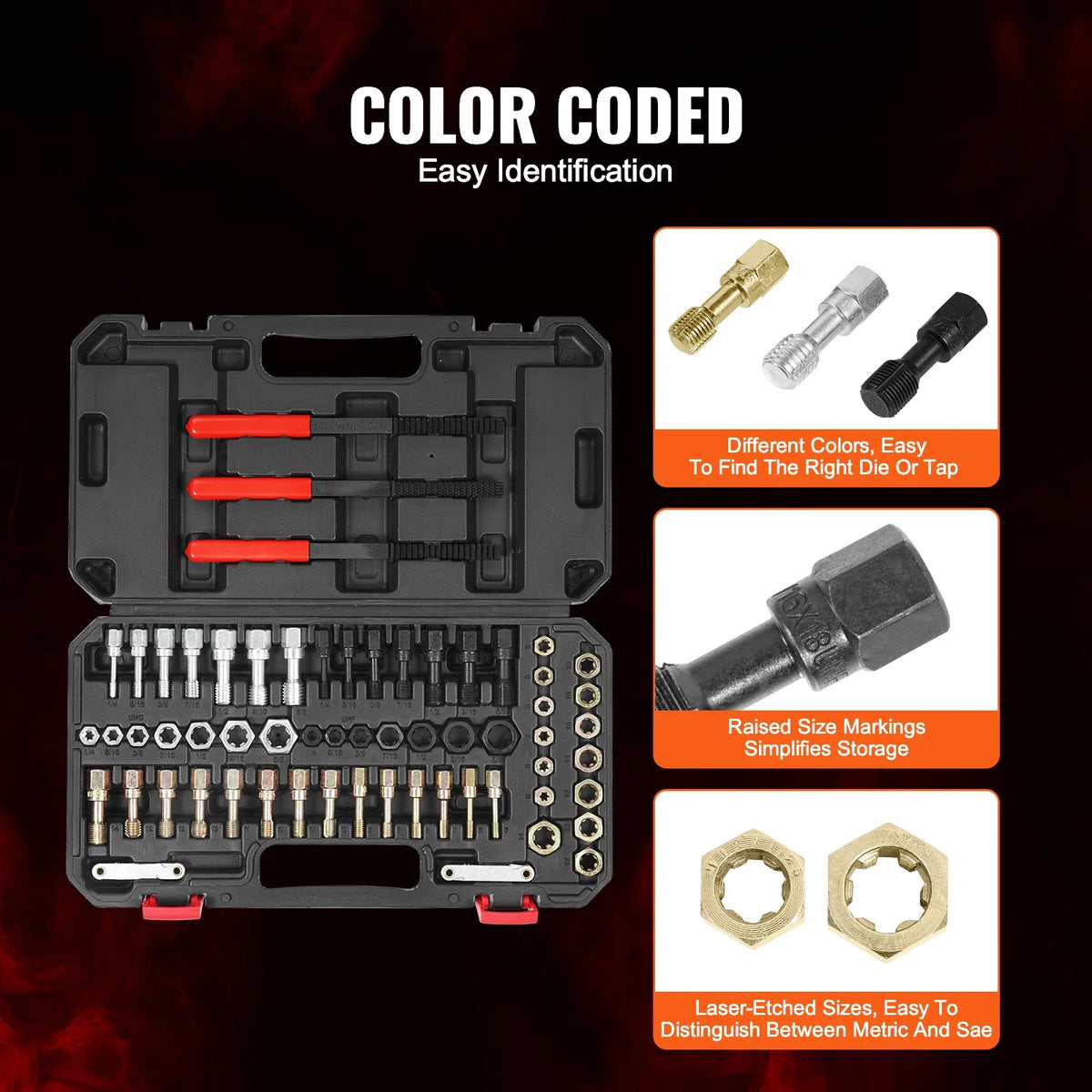 Thread Chaser Set UNC UNF Metric Thread Restorer Tool Rethreading Tool Kit Heat Treated Steel for Mechanics DIY Enthusiast