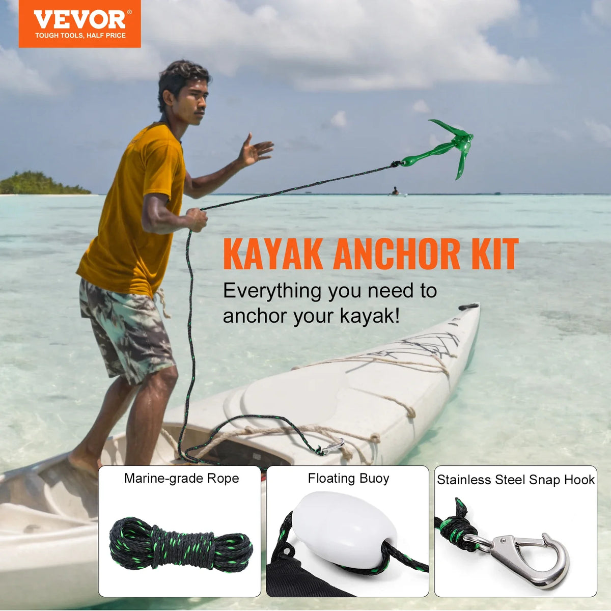 3.5 lb Paddle Board Anchor Kit with Storage Bag and Snap Hook Kayak Accessories for Kayaks Small Boats Canoes
