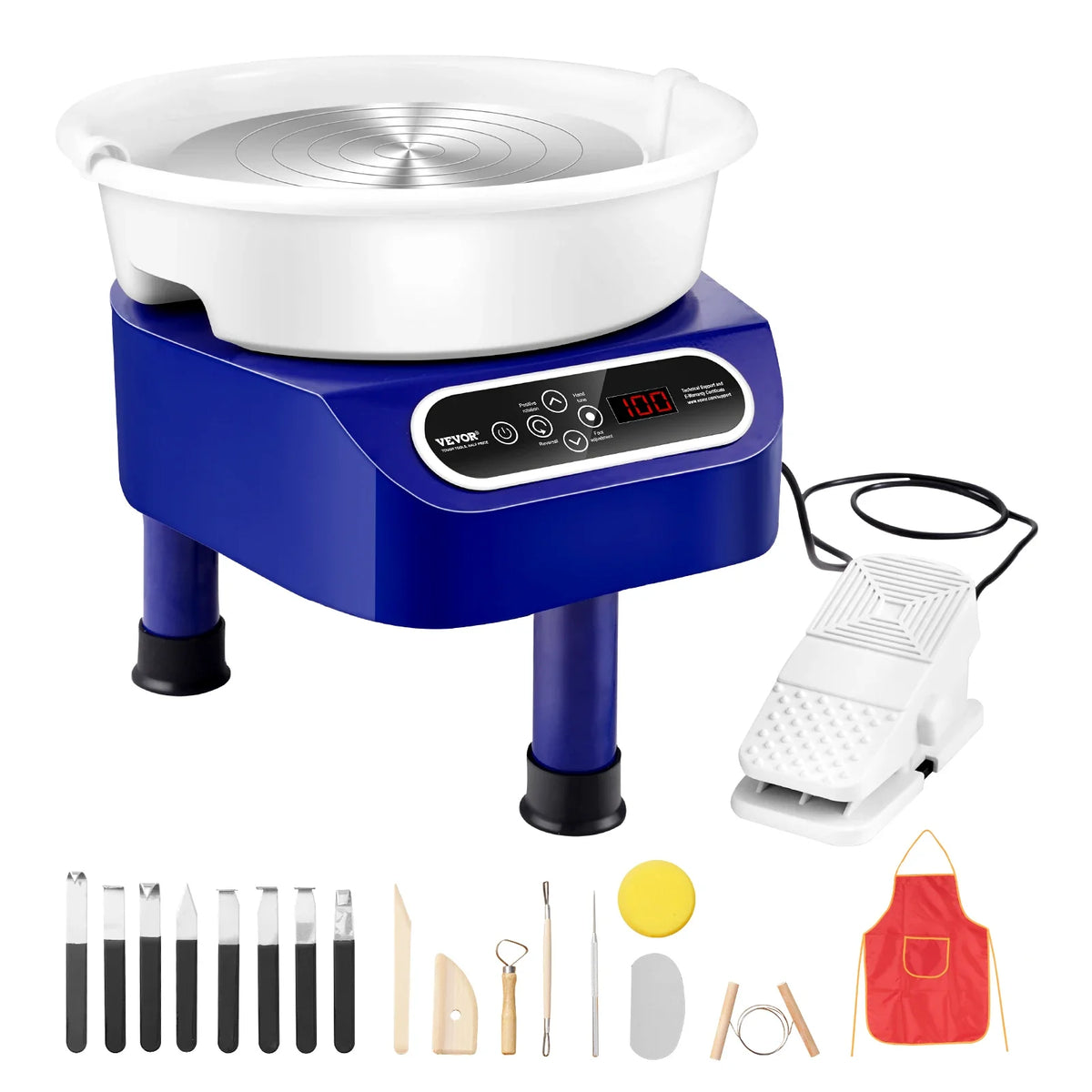Pottery Wheel 11inch 450W Electric Wheel Pottery Forming Machine with Foot Pedal and LCD Touch Screen for DIY Art Craft