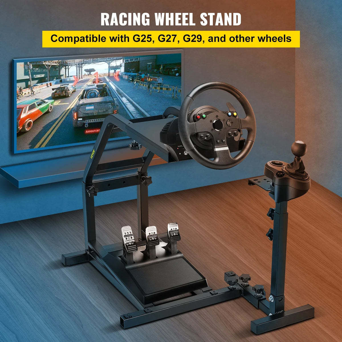 Racing Simulator Cockpit Height Adjustable Racing Wheel Stand with fit for Logitech G25, G27, G29, G920
