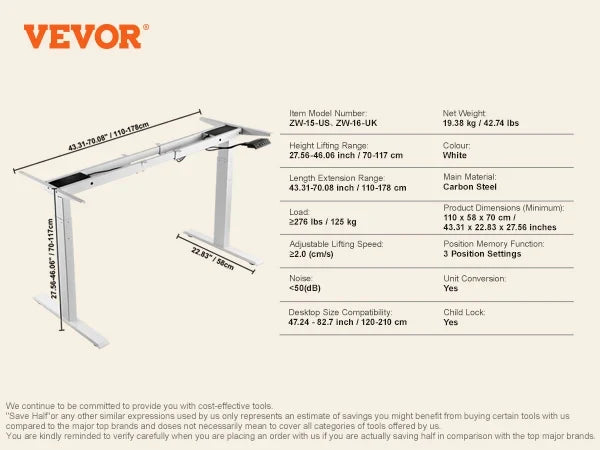 Standing Desk Frame Electric Stand Up Computer Desk Legs Ergonomic DIY Workstation Base for Home and Office Black white