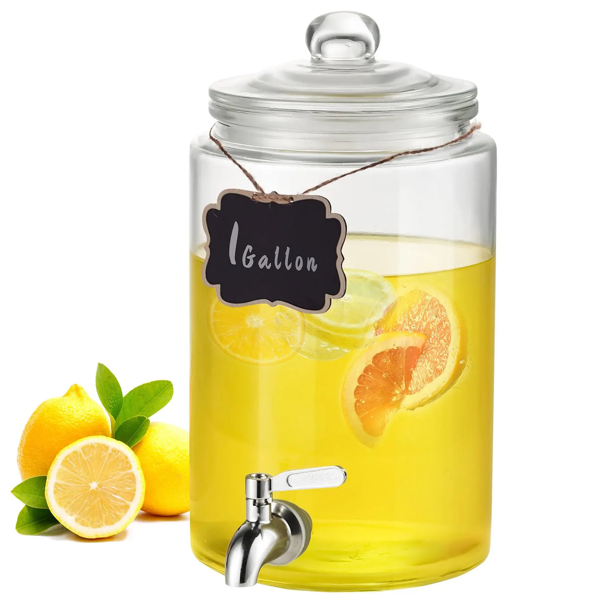 Beverage Dispenser Container,1/2 Gallon Drink Dispensers for Parties,Glass Juice Dispenser with Stainless Steel Spigot