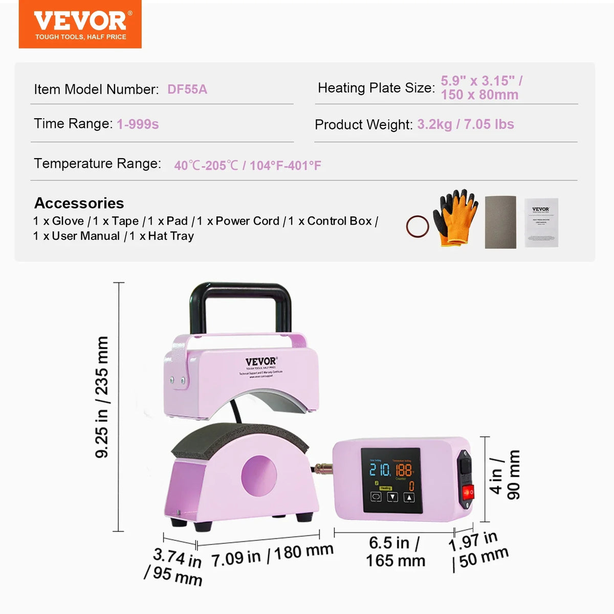 Hat Press Machine Mini Hat Heat Press for Caps Cap Heat Press Machine Safety Base and Glove Automatic Shut-Off Purple