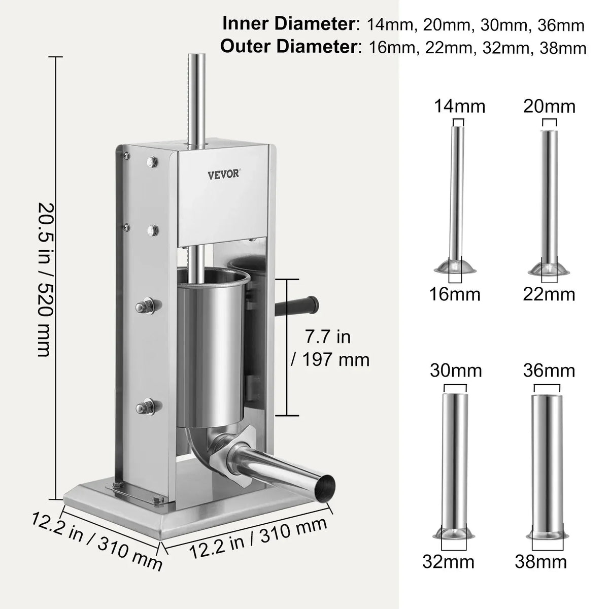 Manual Sausage Stuffer  Capacity  Two Speed 304 Stainless Steel Vertical Sausage Stuffer  Sausage Filling Machine