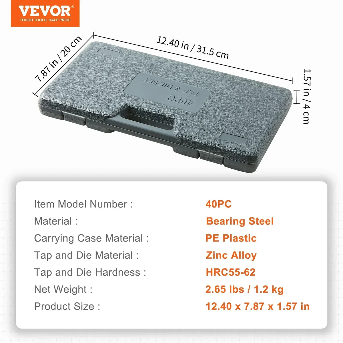 Tap and Die Set 40PCs 60PCs 80PCs 110PCs Metric or SAE Standard Bearing Steel Taps and Dies Essential Threading Tool