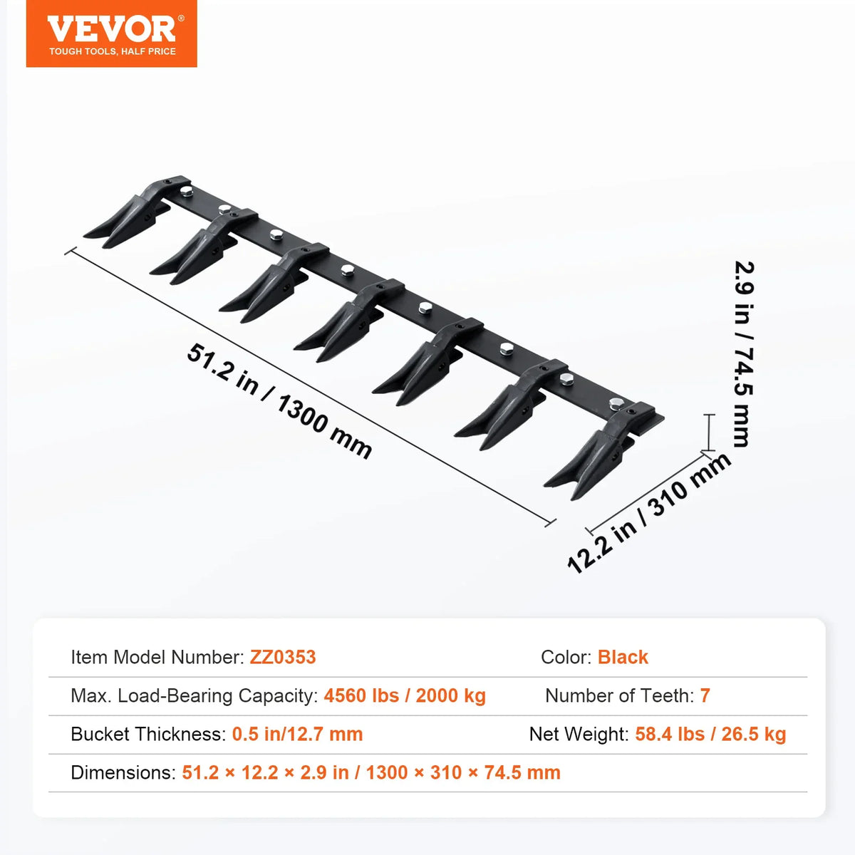 Bucket Tooth Bar Tractor Bucket Teeth Bar for Sub-Compact Tractor Loader Fits 1/2" or Less Bucket Cutting Edge No Drilling