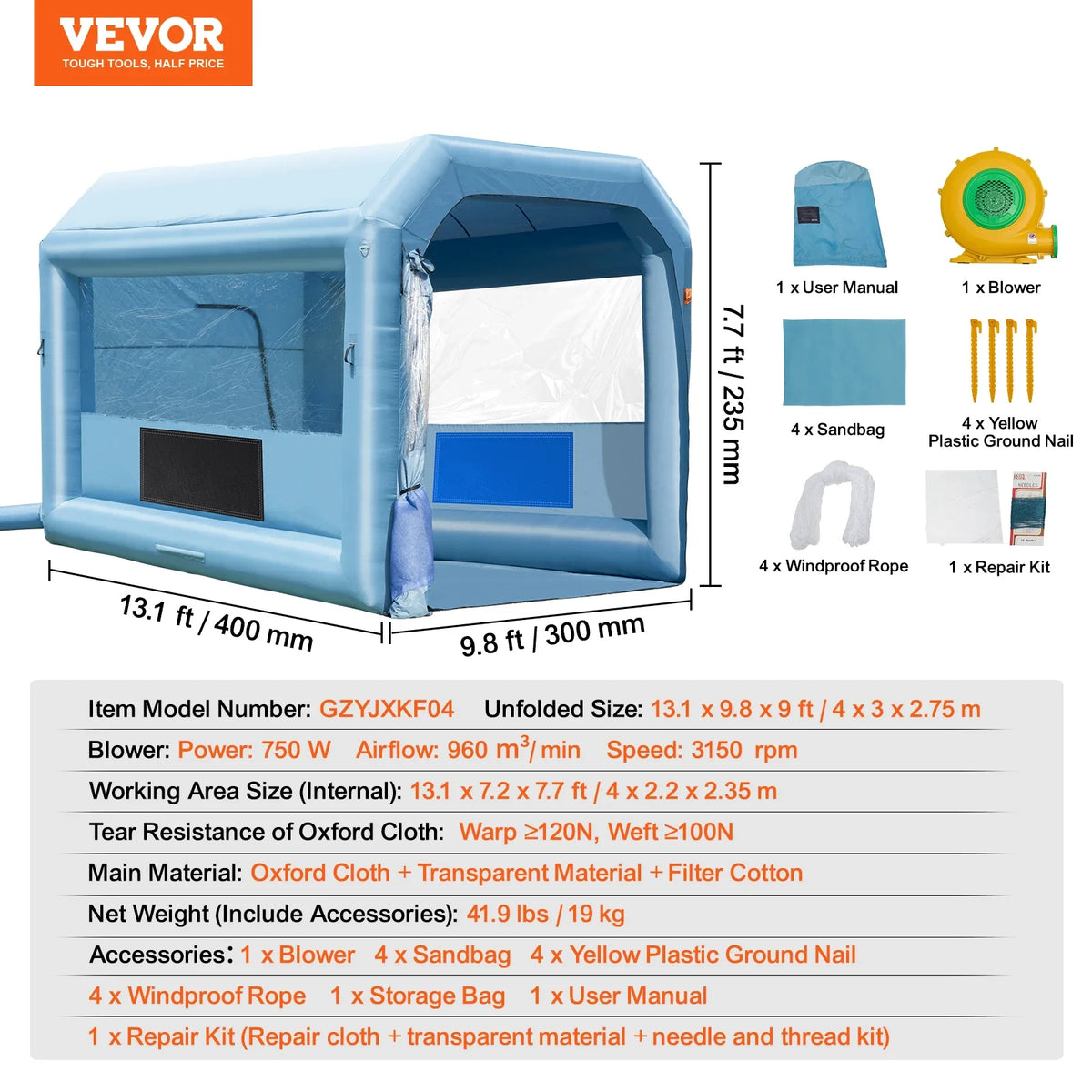 Inflatable Paint Booth Inflatable Spray Booth with Powerful Blowers and Air Filter System Portable Car Paint Booth