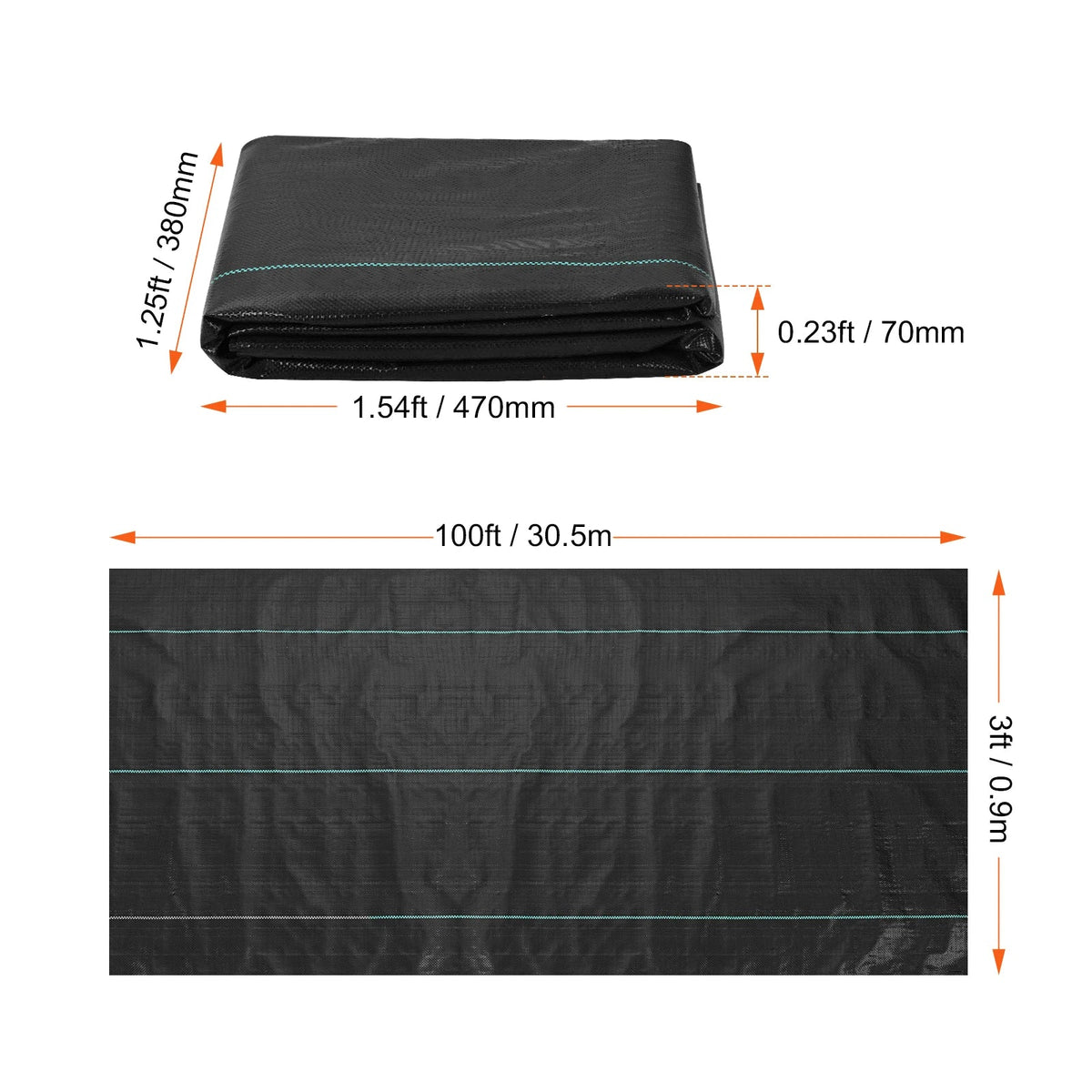 Weed Barrier Landscape Fabric Heavy Duty Garden Weed Fabric Woven PP Driveway Fabric Weed Blocker Weed Mat for Landscaping