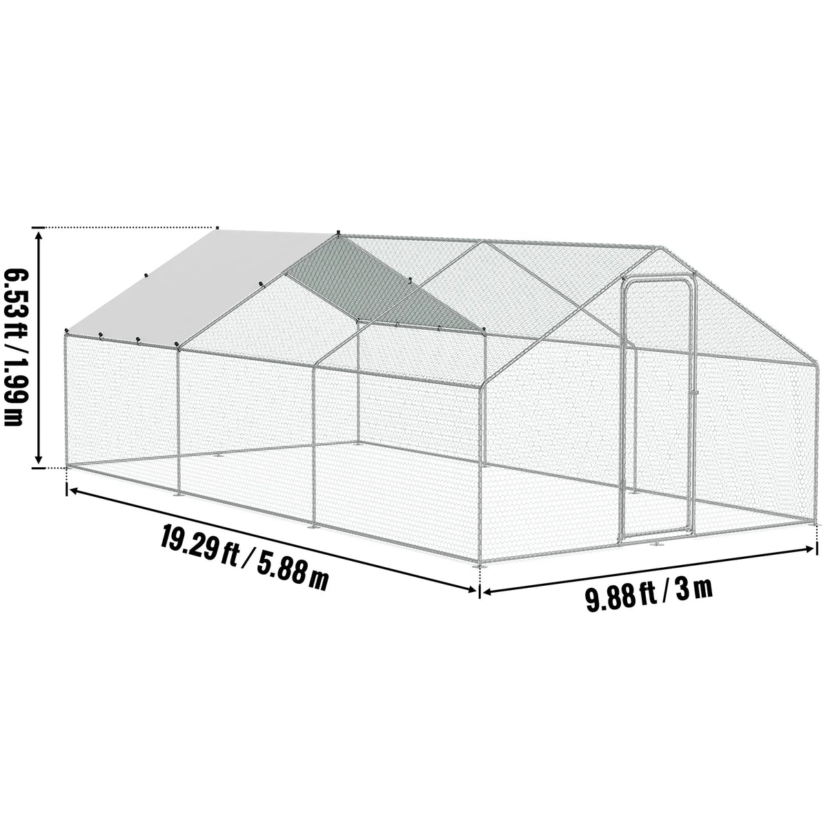 Large Metal Chicken Coop Walk-in Chicken Runs Spire Roof Hen House  for Outdoor Backyard Farm Duck Rabbit Cage Poultry Pen