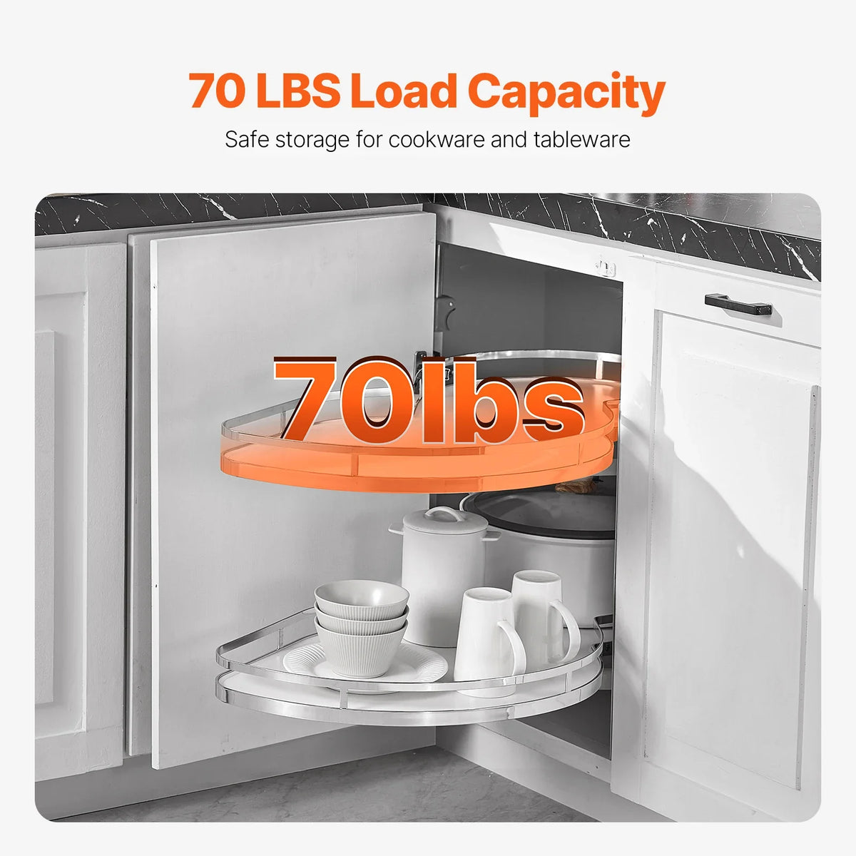 Swing Right Blind Corner Cabinet, Pull Out Organizer for 36 inch Width Blind Cabinet, 2 Tier Height Adjustable Swing Tray