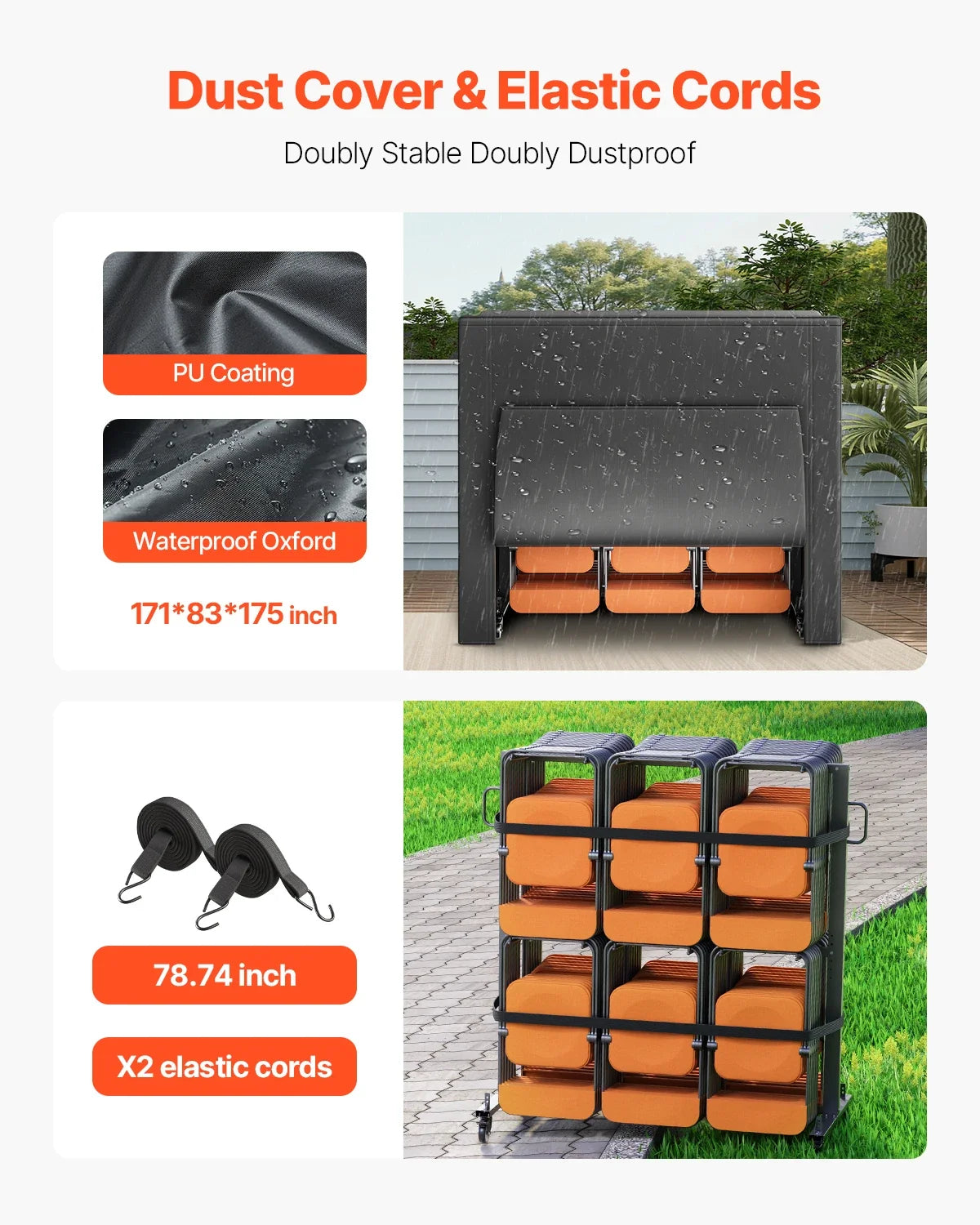 Folding Chair Rack, 800LBS Capacity,Heavy-duty Chair Cart for 84 Chairs/12 Tables+42 Chairs,Dual-layer Chair Storage Dolly