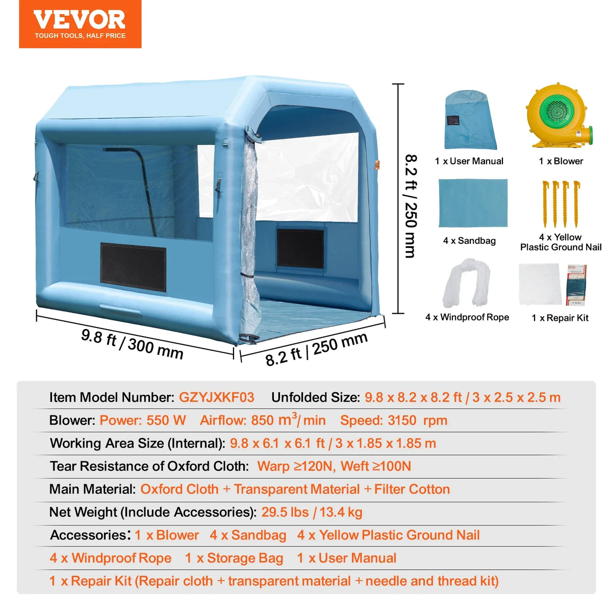 Inflatable Paint Booth Inflatable Spray Booth with Powerful Blowers and Air Filter System Portable Car Paint Booth