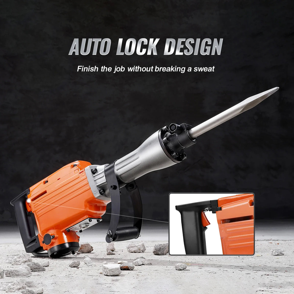 Demolition Jack Hammer 2200W 1400 BPM Jack Hammer Concrete Breaker,6pcs Chisels Bit Gloves for Trenching Breaking Holes