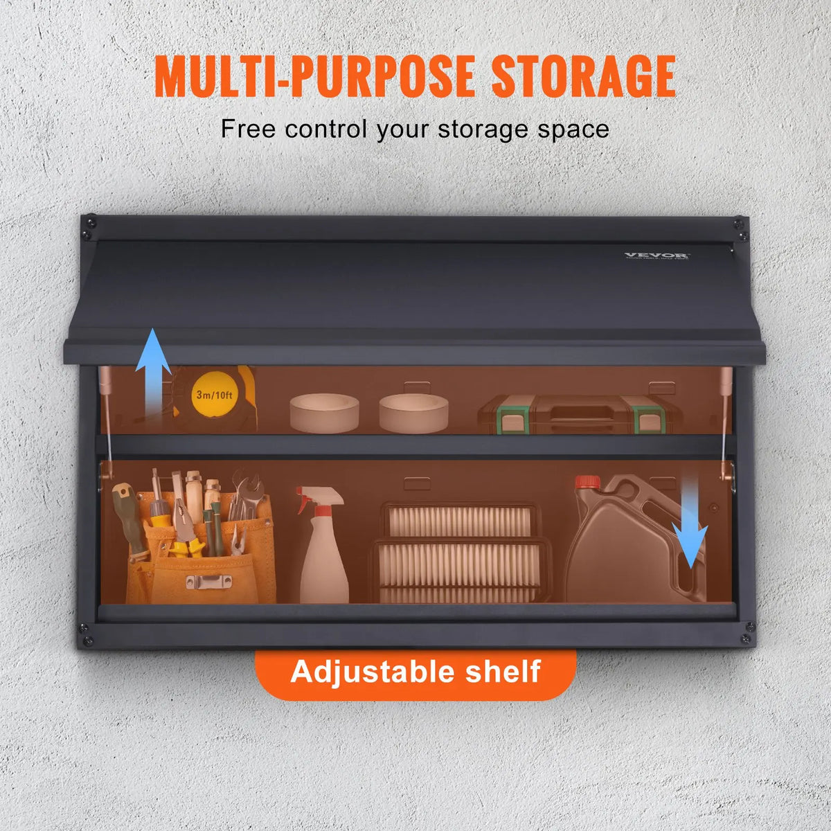 Metal Storage Cabinet, 120lbs Load Capacity per Shelf, 20'' Tall Wall-Mounted Powder-Coating Steel Garage Cabinet