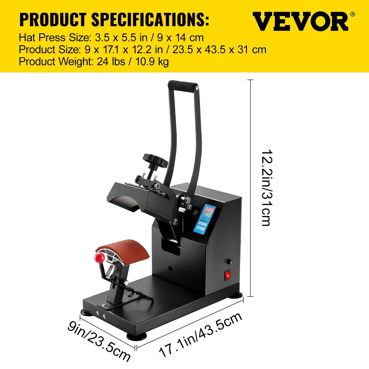 Hat Heat Press 5.5x3.5 inch Heat Press Machine 600W Professional Hat Heat Press Machine for Hats Caps Transfer Press Heat