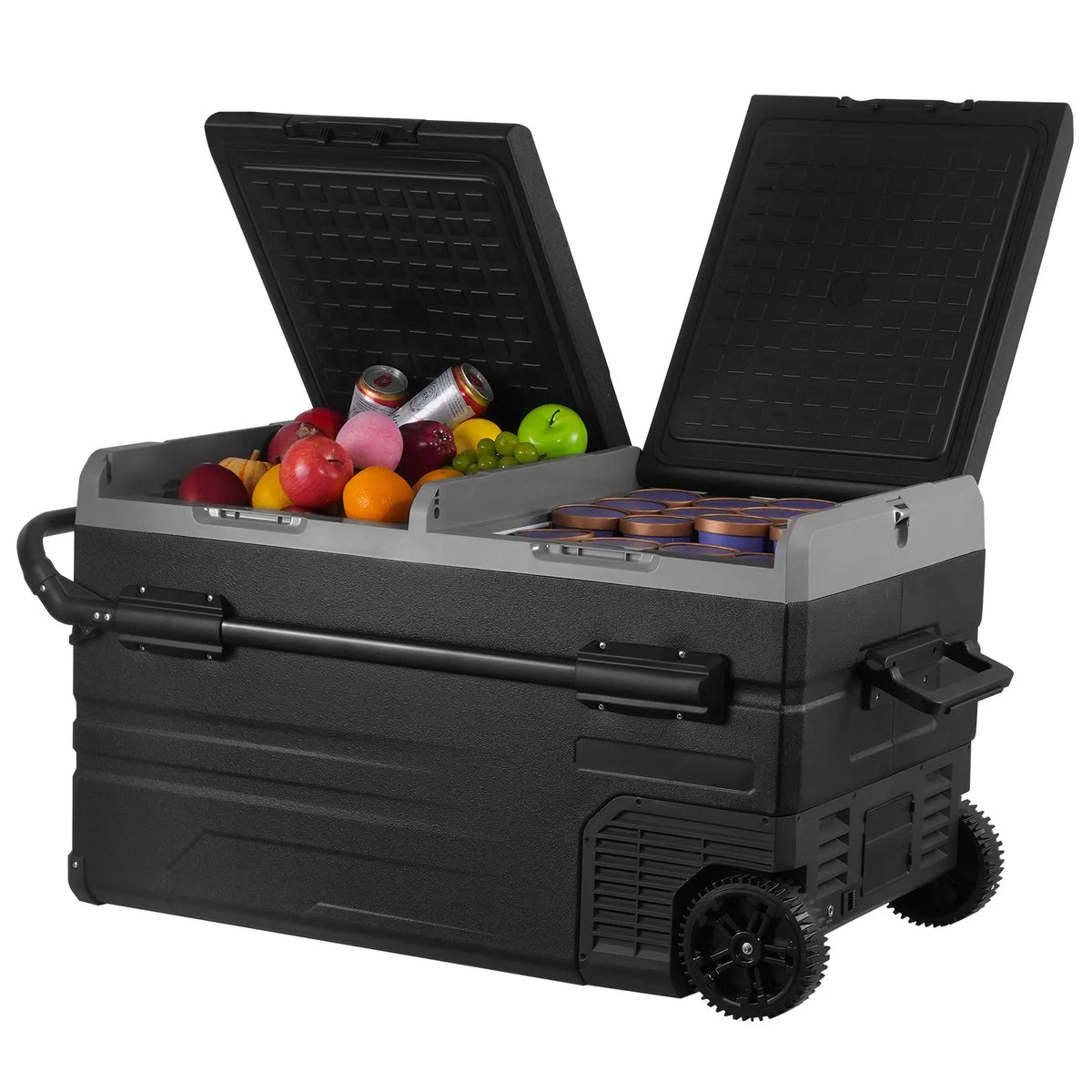 115L Car Refrigerator Car Refrigerator Fridge Dual Zone Freezer with Wheels and Handle -4℉-68℉ 12/24V DC