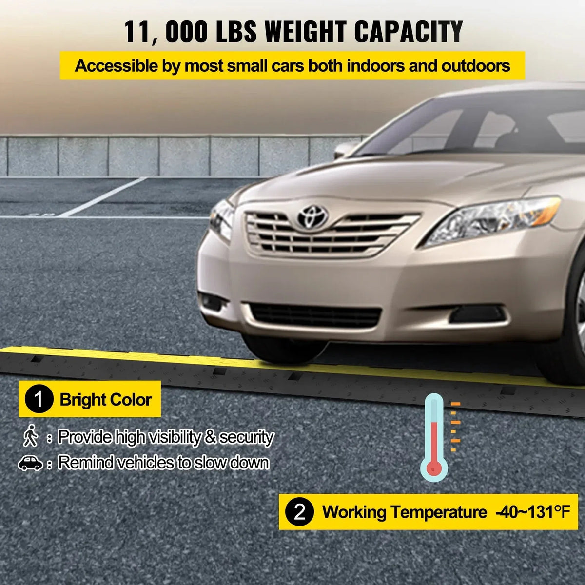 Cable Protector 2 Channels 3/5 PCS Traffic Ramp Wire Cable Cover Cord Guard Speed Bump Protecting Wires Getting Damaged