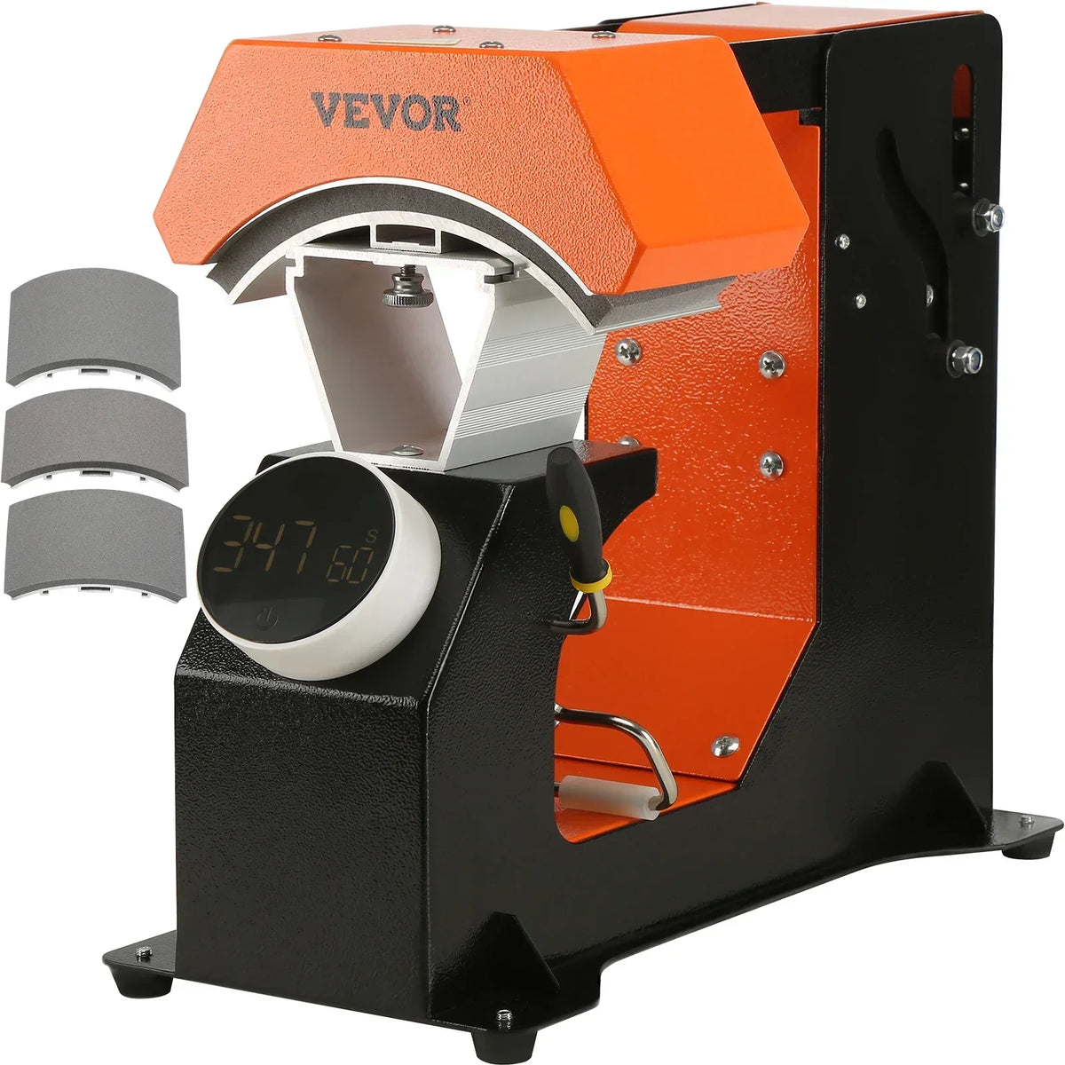 3-in-1 Auto Hat Heat Press 3pcs Interchangeable Platens Automatic Release Press Knob-Style Heat Transfer Printing for Caps