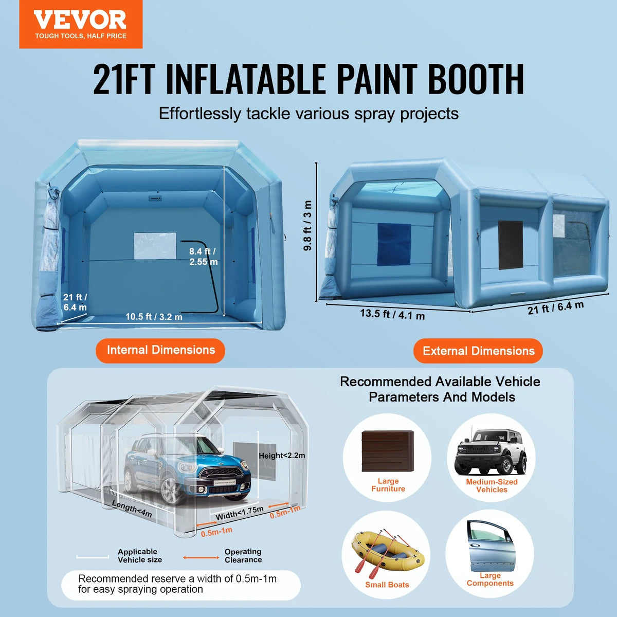 Inflatable Paint Booth Inflatable Spray Booth with Powerful Blowers and Air Filter System Portable Car Paint Booth