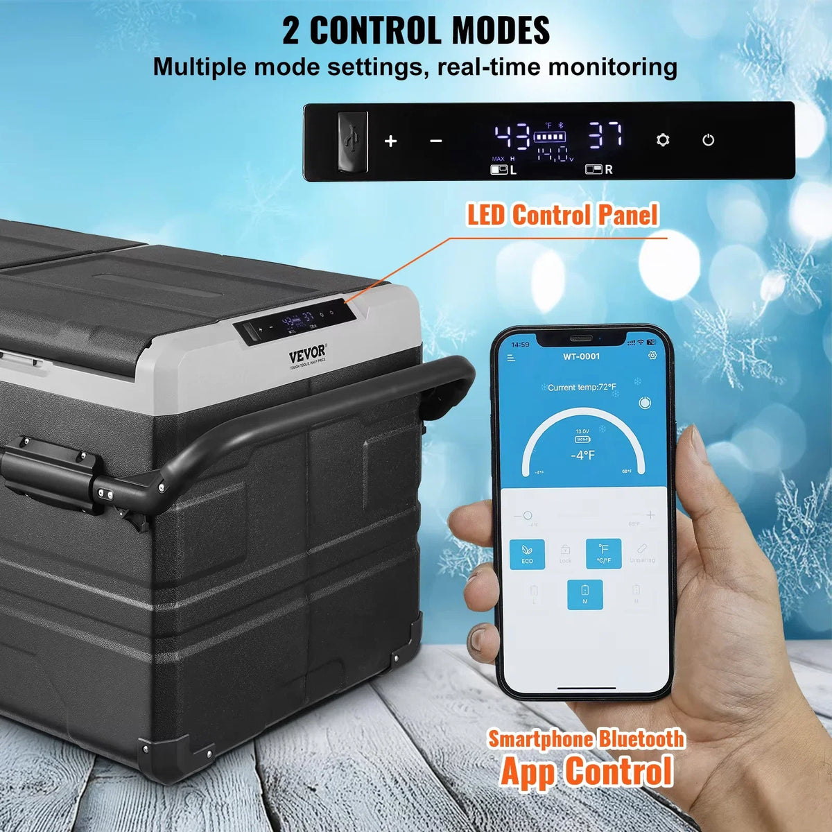 115L Car Refrigerator Car Refrigerator Fridge Dual Zone Freezer with Wheels and Handle -4℉-68℉ 12/24V DC