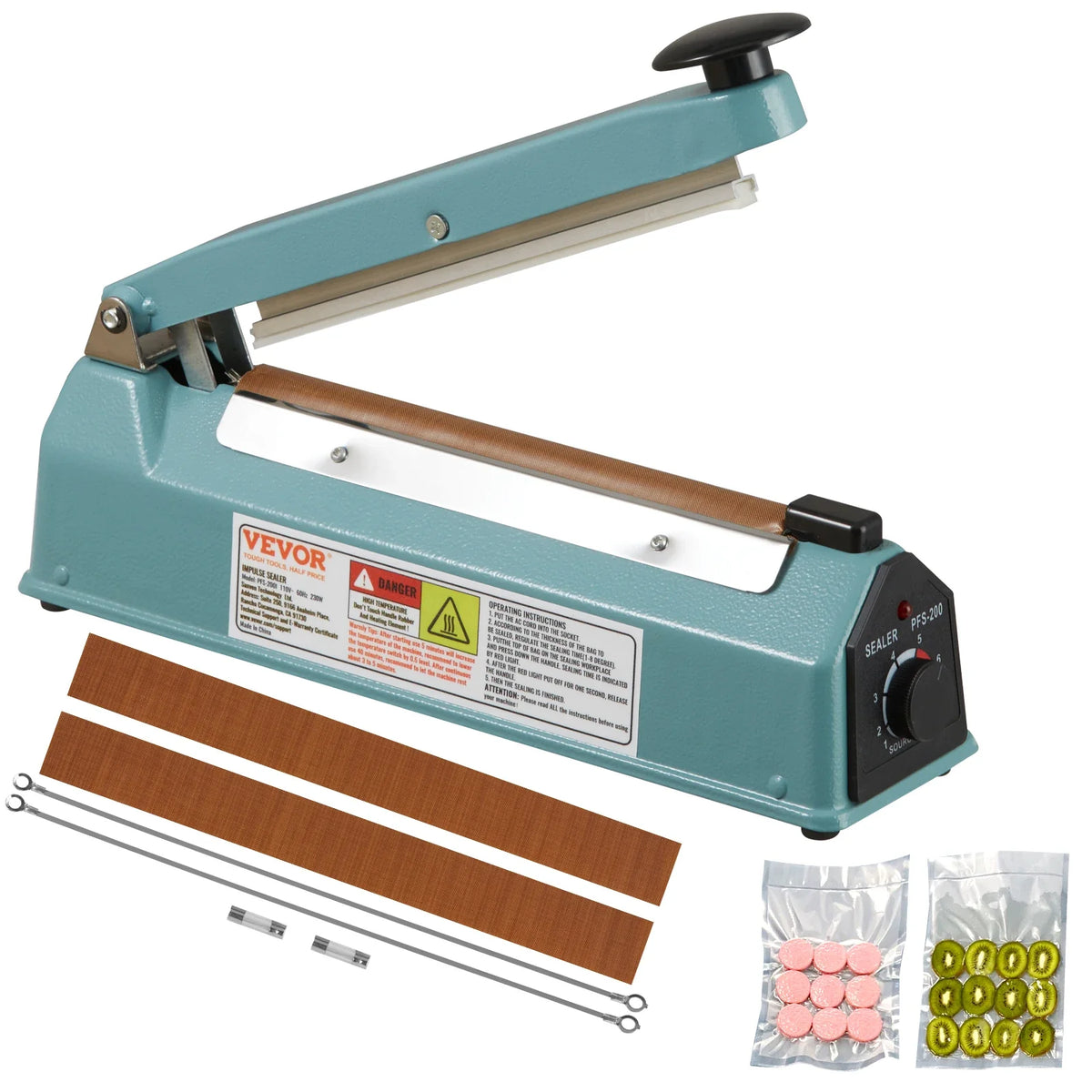 8/12/16in Impulse Shrink Wrap Sealer Manual Heat Poly Bag Sealing Machine with Adjustable Mode for Plastic Mylar PP Bags