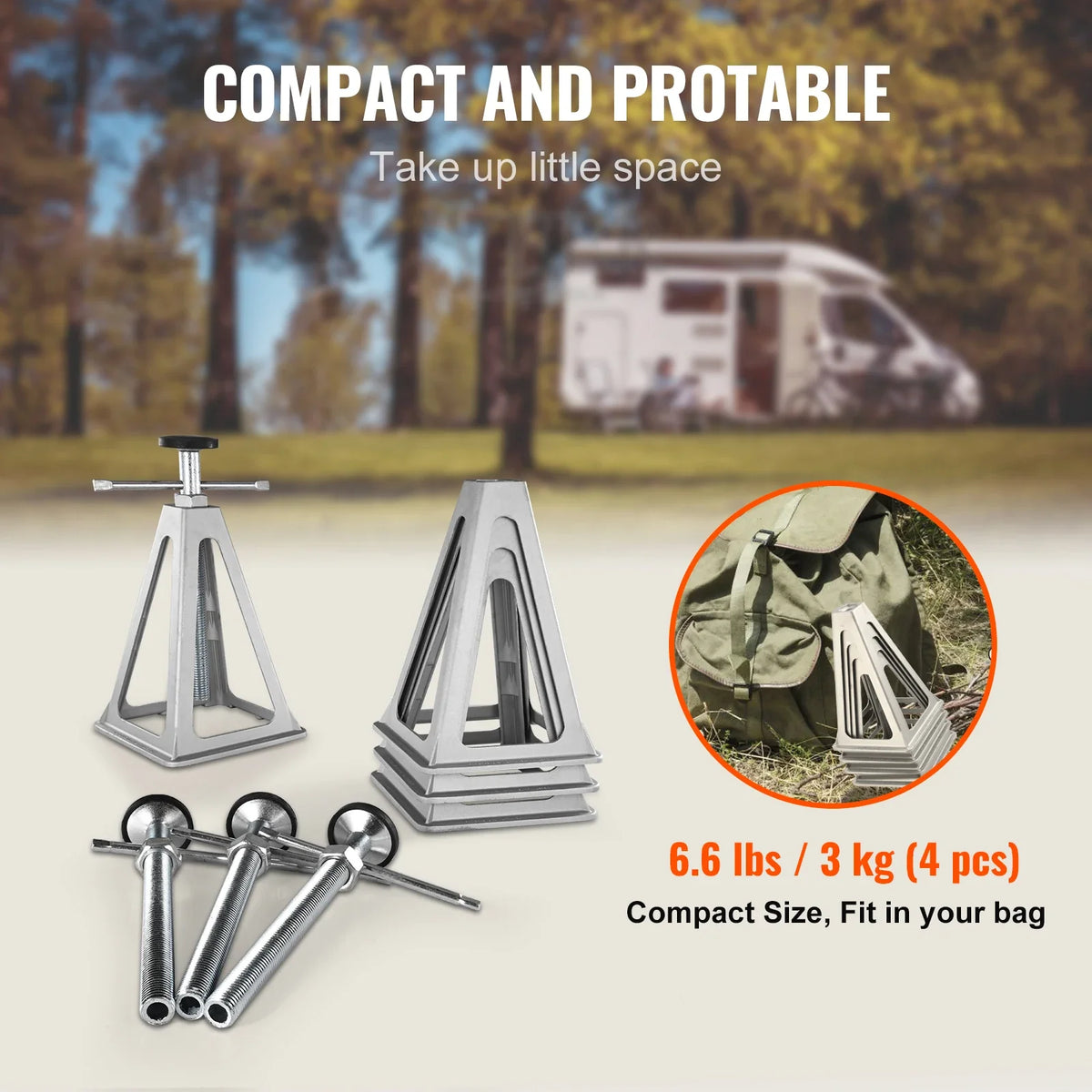 RV Stabilizer Jacks 4 Pack Aluminum RV Leveling Jacks Stack Jacks for RV Travel Trailer Camper Single Screw Jack 6000 Lbs