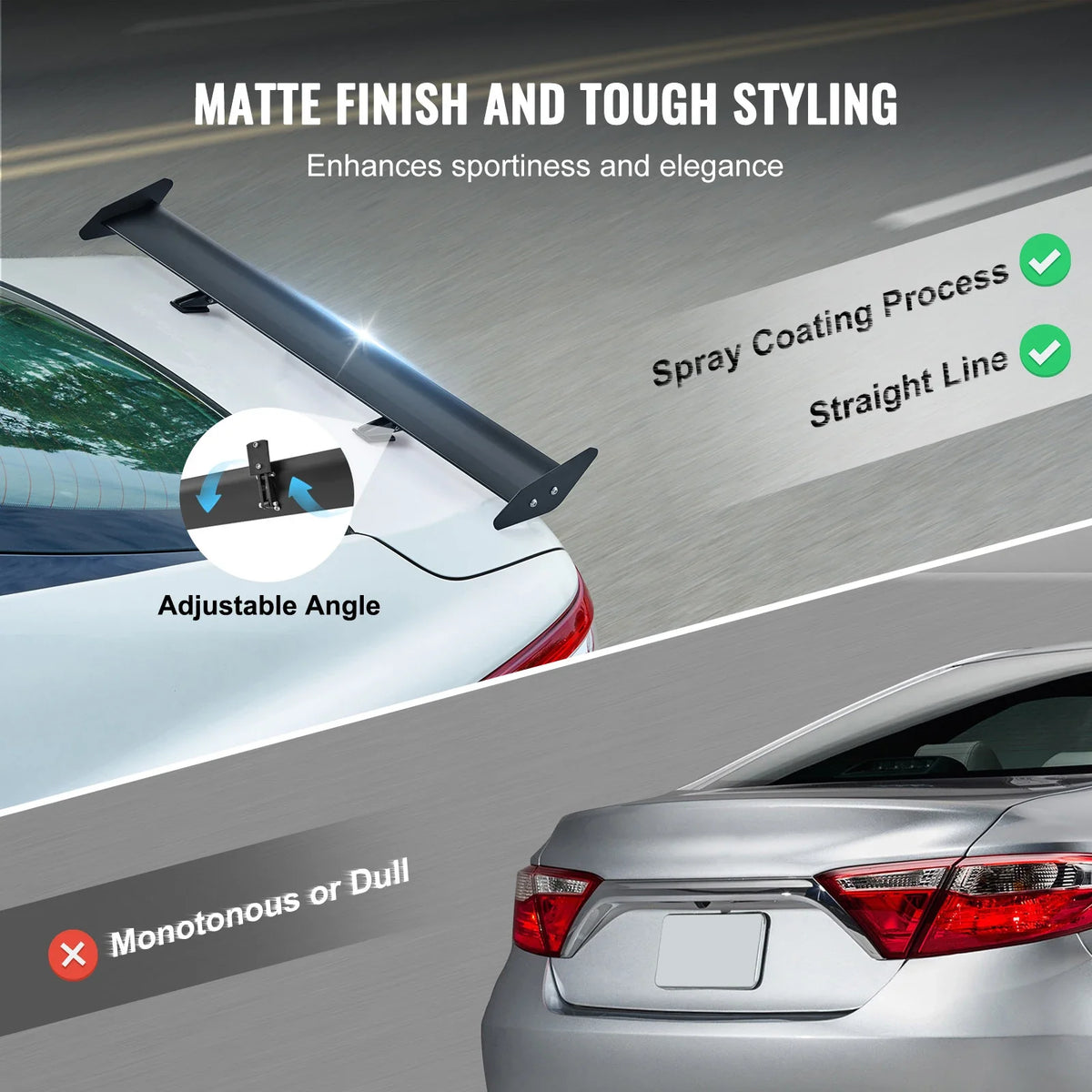 GT Wing Car Spoiler, 43.3 inch Universal Spoiler with Single Deck Car Rear Spoiler Wing Racing Spoiler BGW/JDM Drift Black