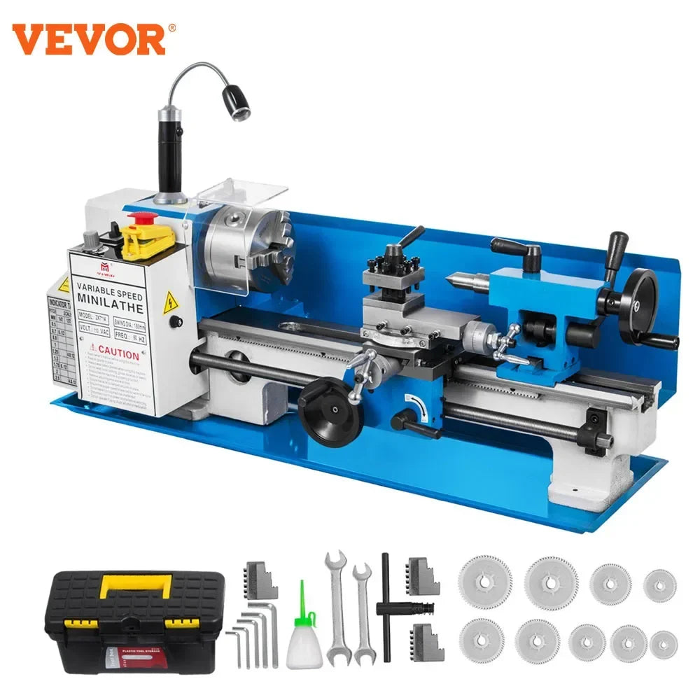 Mini Metal Lathe 550W 7x14 Inch Variable Speed 2250RPM Precision Mini Lathe Machine  With Tool Box For Metal Turning