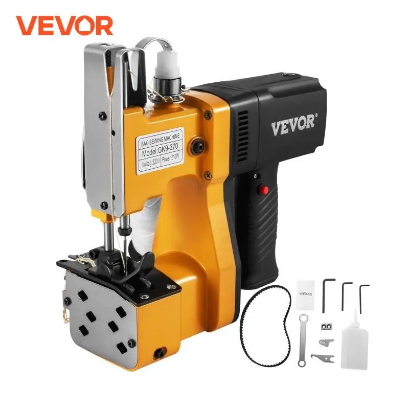 Portable Bag Closer Sewing Machine Bag Stitcher Yellow Adjustable Thickness Tightness GK9-370 Model for Express Company