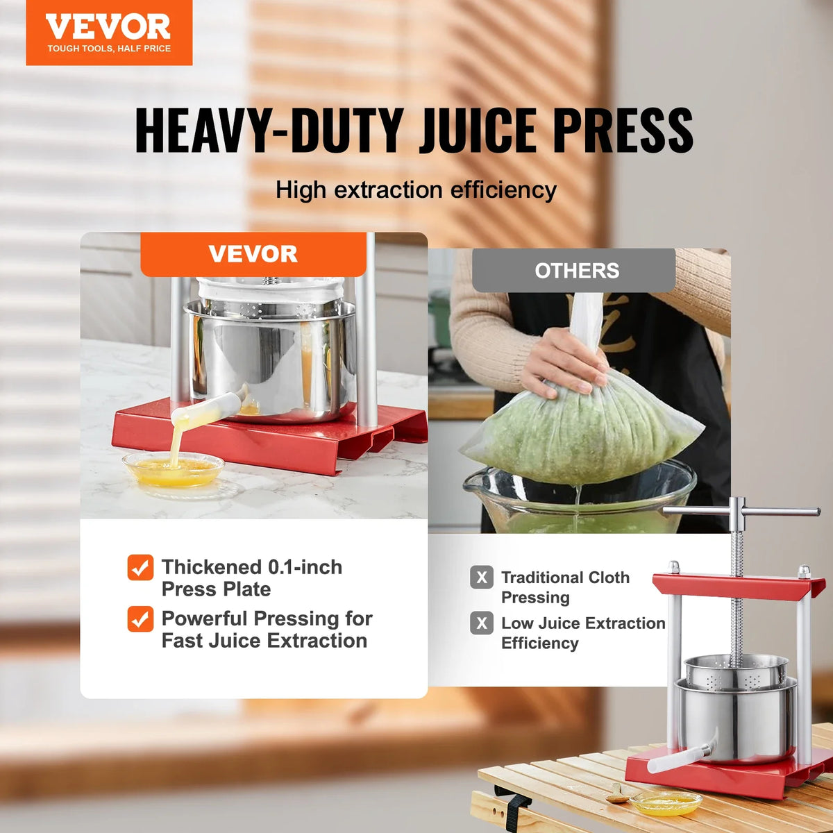 Fruit Wine Press 2/3/6L, 2 Stainless Steel Barrels, Manual Juice Maker with T-Handle for Outdoor, Kitchen, and Home