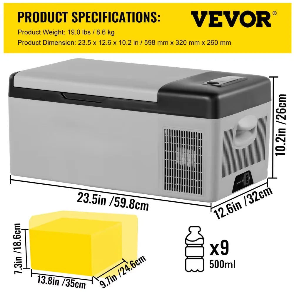 Portable Refrigerator 9L/15L/20L/22L,Mini Portable Freezer Large Capacity Car Refrigerator for Outdoor and Travel